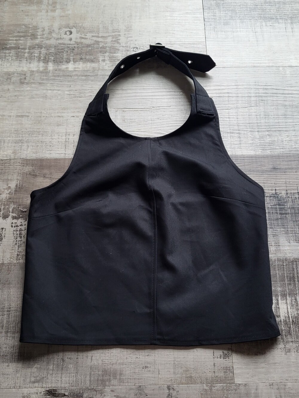 Divided H&M Halter Top Womens Small Black Open Back Buckle Neck NWT Minimalist